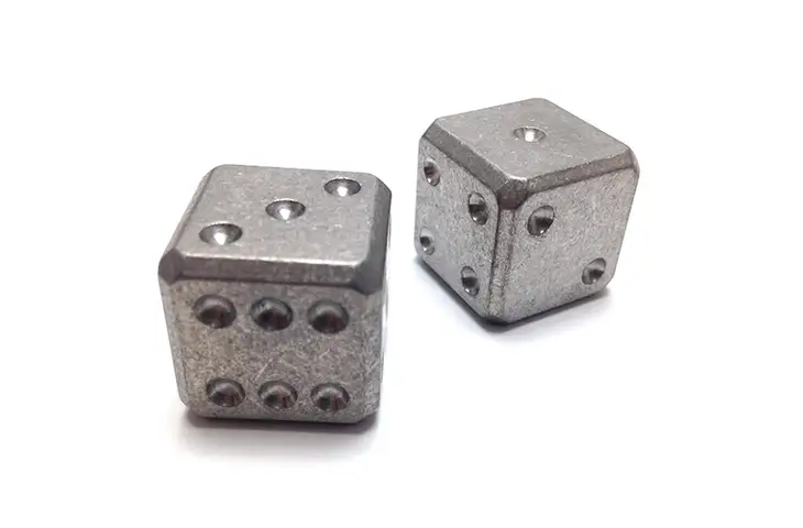 Flytanium Cuboid Large Brass D6 Dice - view 3